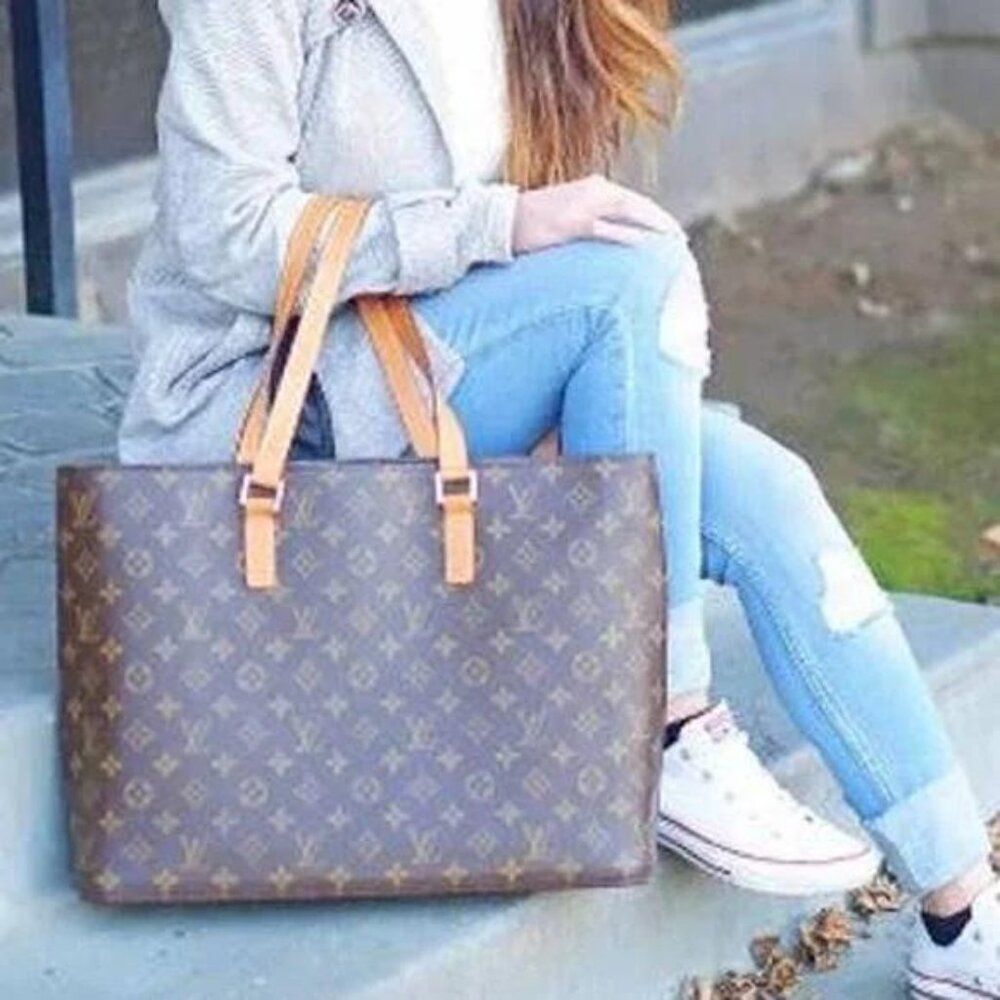LOUIS VUITTON Luco Brown Monogram LV Logo Canvas Zip Closure Tote - Picture 2 of 16